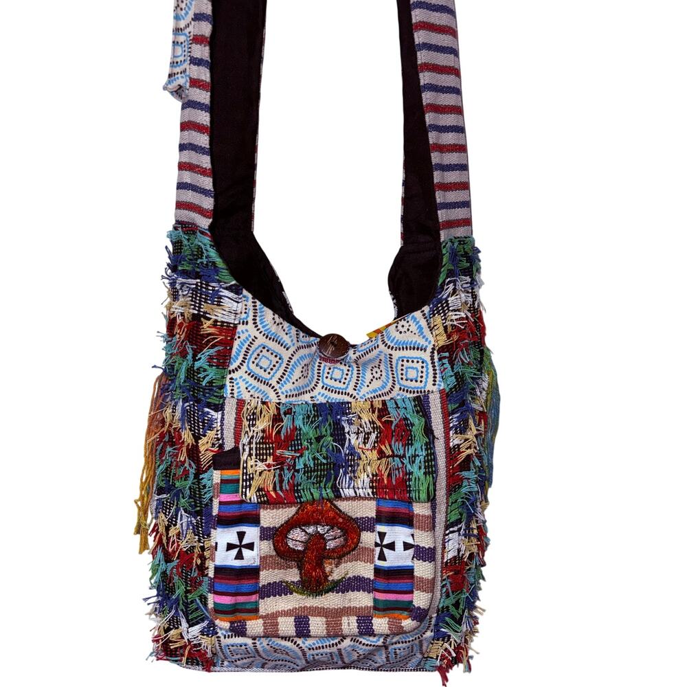Rising International Large Mushroom with Fringe Handbag / Crossbody Bag